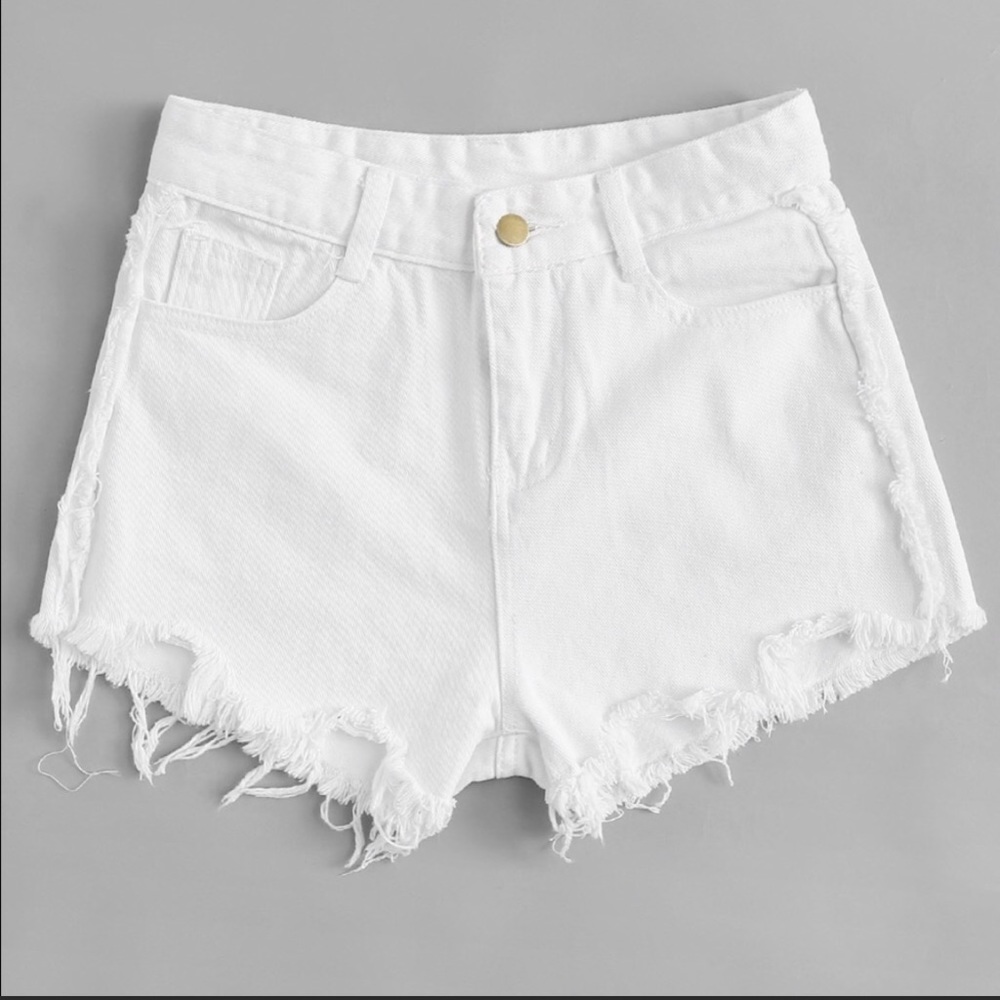 White Destressed Shorts. NWT